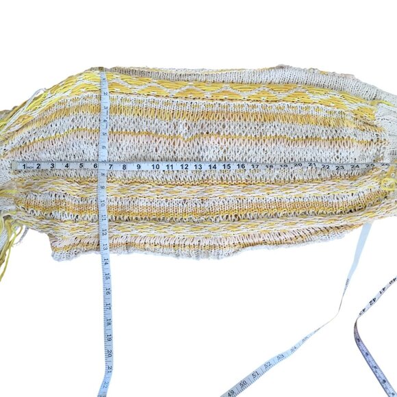 FREE PEOPLE Distressed Drive Through Crema Bell Sleeve Sweater M/L Crop Boho - Picture 7 of 10